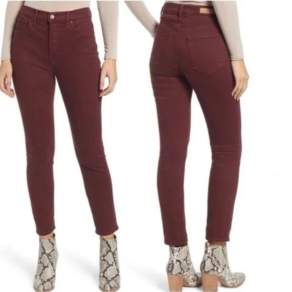 GRLFRND Karolina High Rise button fly Skinny Jeans Damson Burgundy size 30 - Picture 2 of 8